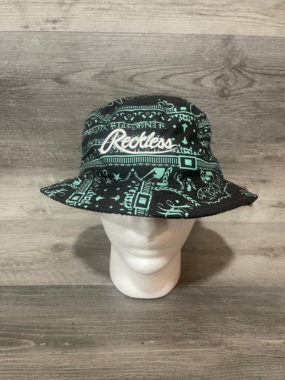 Young & Reckless Bucket Hat Black Mint Paisley Bandana OSFM Streetwear